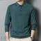 Mens Wool Blend Long Sleeve Polo Pullover Sweater With Lapel 1