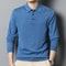 Mens Wool Blend Long Sleeve Polo Pullover Sweater With Lapel 11