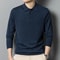 Mens Wool Blend Long Sleeve Polo Pullover Sweater With Lapel 12