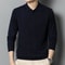 Mens Wool Blend Long Sleeve Polo Pullover Sweater With Lapel 13