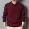 Mens Wool Blend Long Sleeve Polo Pullover Sweater With Lapel 14