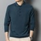 Mens Wool Blend Long Sleeve Polo Pullover Sweater With Lapel 16