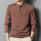 Mens Wool Blend Long Sleeve Polo Pullover Sweater With Lapel 17