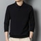 Mens Wool Blend Long Sleeve Polo Pullover Sweater With Lapel 6