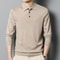 Mens Wool Blend Long Sleeve Polo Pullover Sweater With Lapel 7