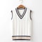 Mens Thick Knitted V Neck Sweater Vest Retro Striped Casual Pullover 1