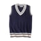 Mens Thick Knitted V Neck Sweater Vest Retro Striped Casual Pullover 5