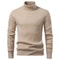 Mens Turtleneck Knit Sweater Solid Color Striped Winter Pullover 8