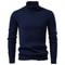 Mens Turtleneck Knit Sweater Solid Color Striped Winter Pullover 9