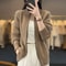 Womens 100 Percent Wool Zipper Cardigan Stand Collar Cashmere Knit Sweater Coat 11