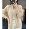 Womens 100 Percent Wool Zipper Cardigan Stand Collar Cashmere Knit Sweater Coat 6
