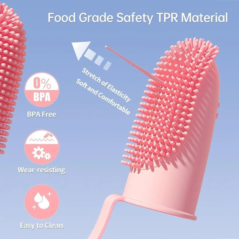 Pet Finger Toothbrush Double Finger Silicone Bristle 3