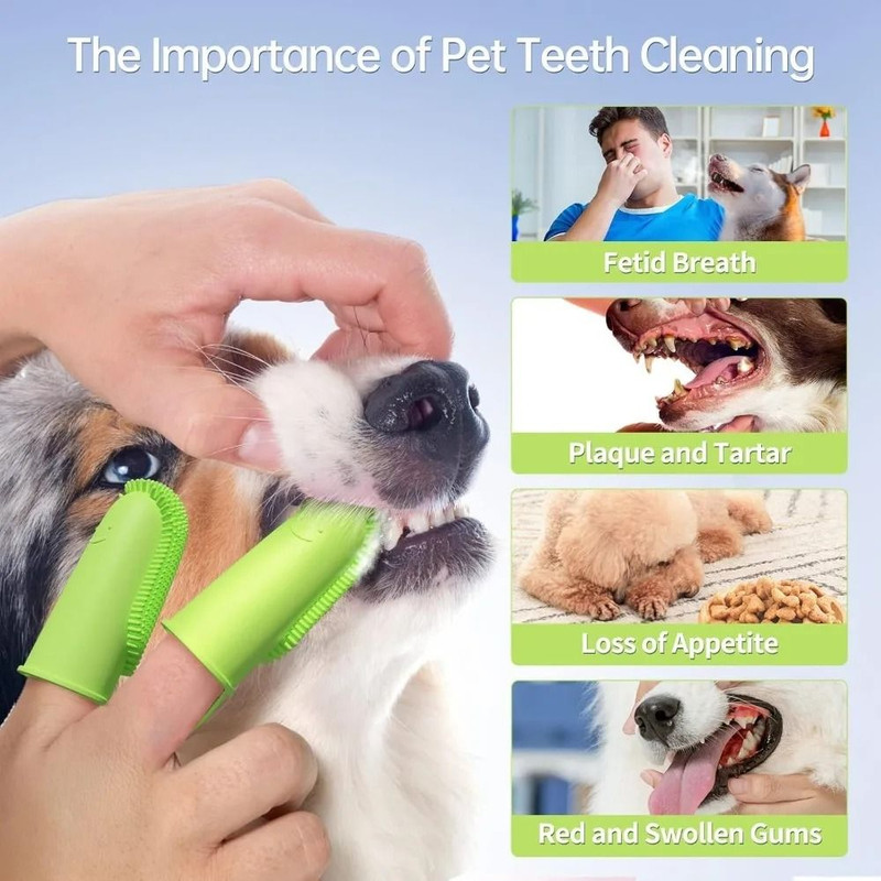 Pet Finger Toothbrush Double Finger Silicone Bristle 5
