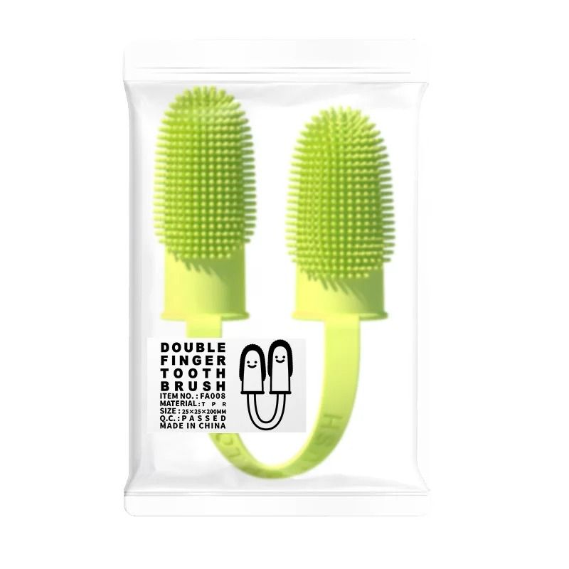 Pet Finger Toothbrush Double Finger Silicone Bristle 6