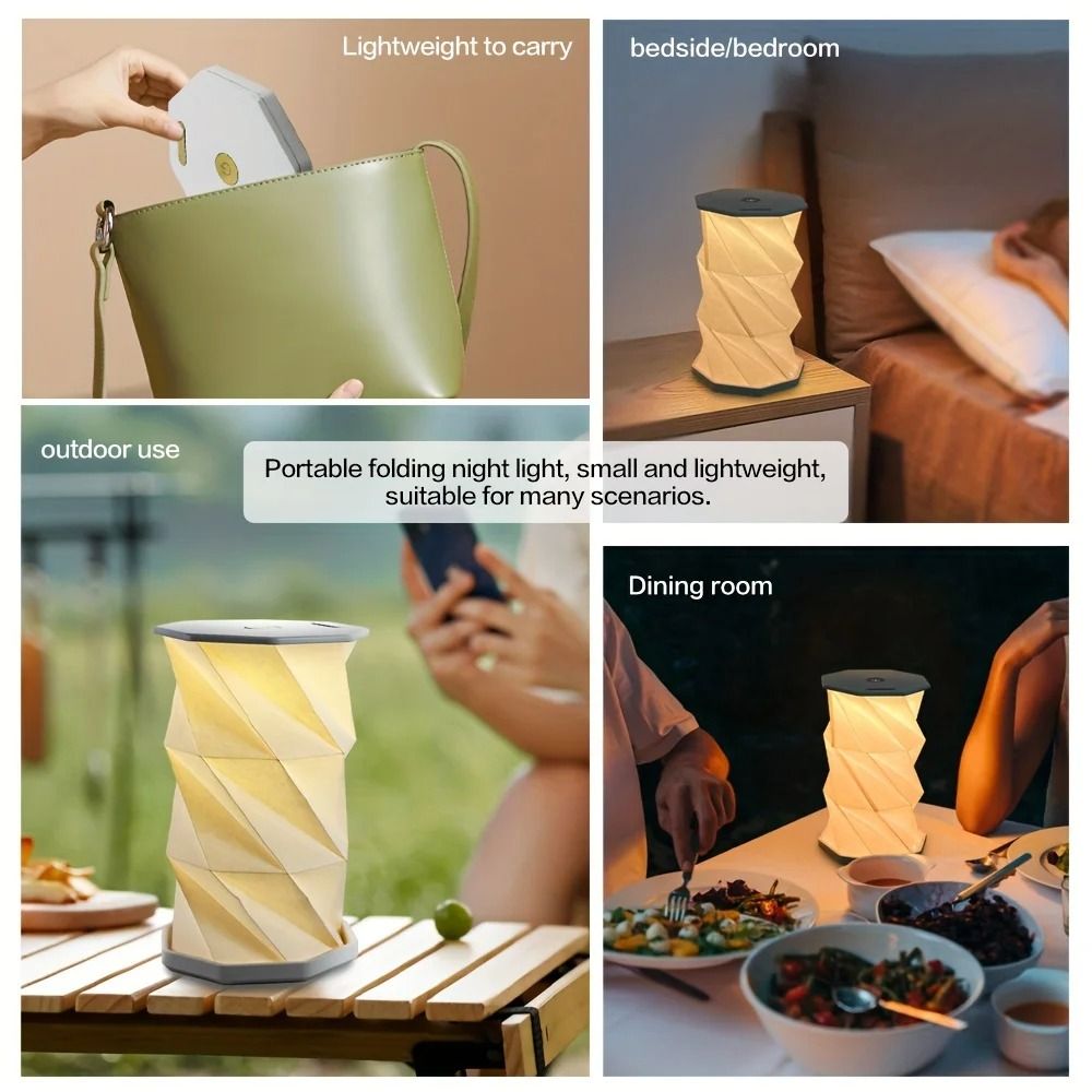 Folding Book Lamp Portable Paper Lantern Dimmable Night Light 4