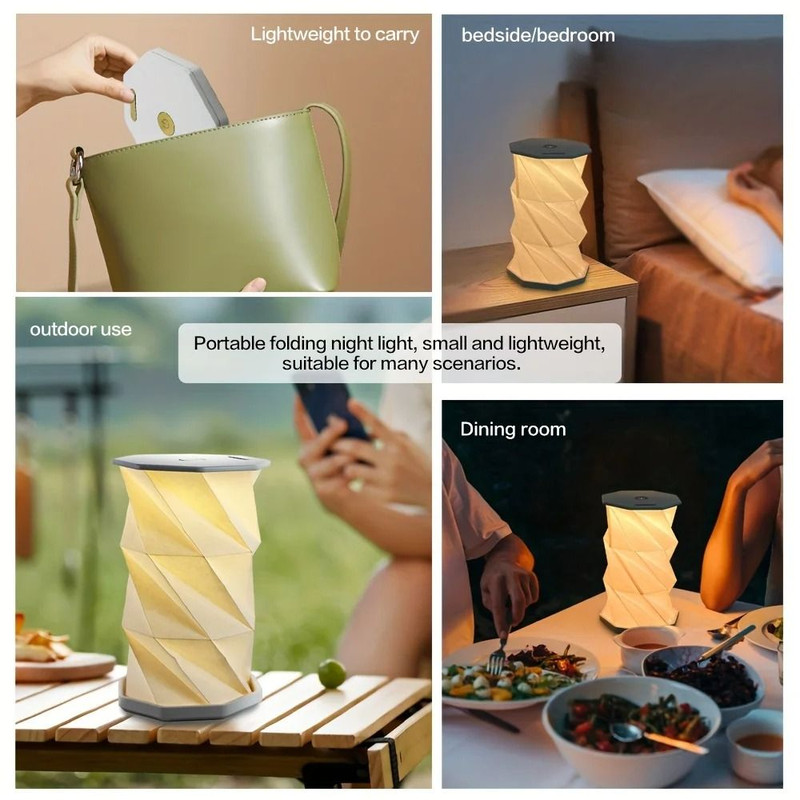 Folding Book Lamp Portable Paper Lantern Dimmable Night Light 4