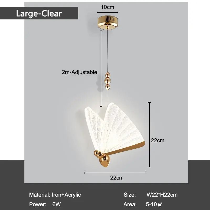 Nordic Butterfly LED Cord Pendant Light For Bedroom Living Room 8