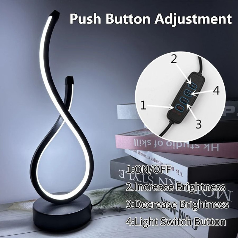 LED Spiral Night Table Lamp Modern Dimmable Bedside Light 1