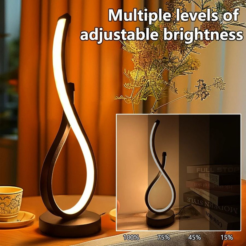LED Spiral Night Table Lamp Modern Dimmable Bedside Light 2