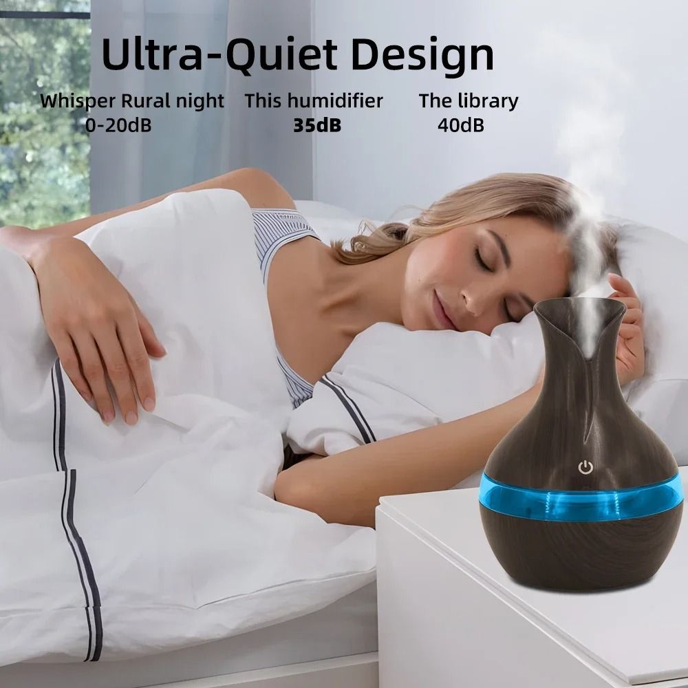 300 Ml Aromatherapy Humidifier Cool Mist Diffuser Wood Grain Design 2