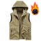 Mens Hooded Fleece Warm Vest Windproof Utility Photographer Vest 0