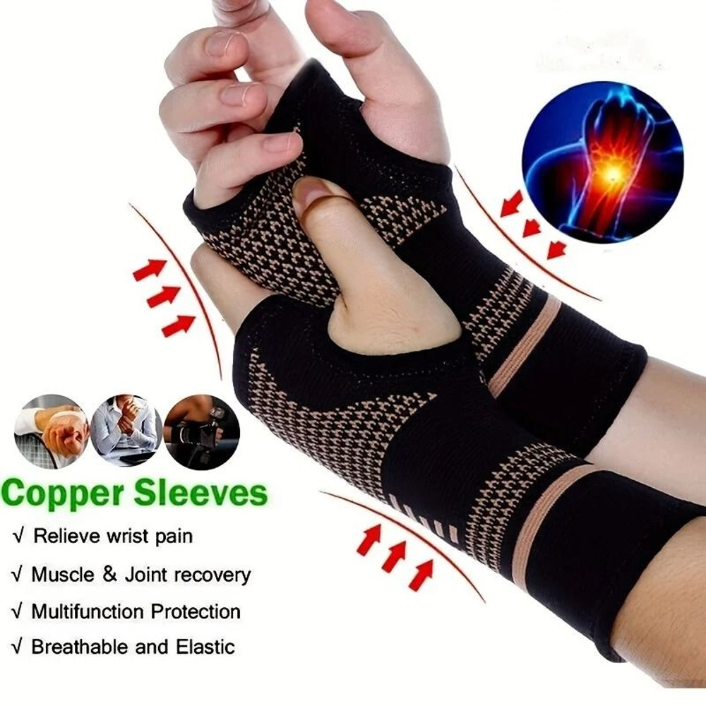 Copper Fiber Elastic Sport Wrist Brace Hand Support Bandage 1