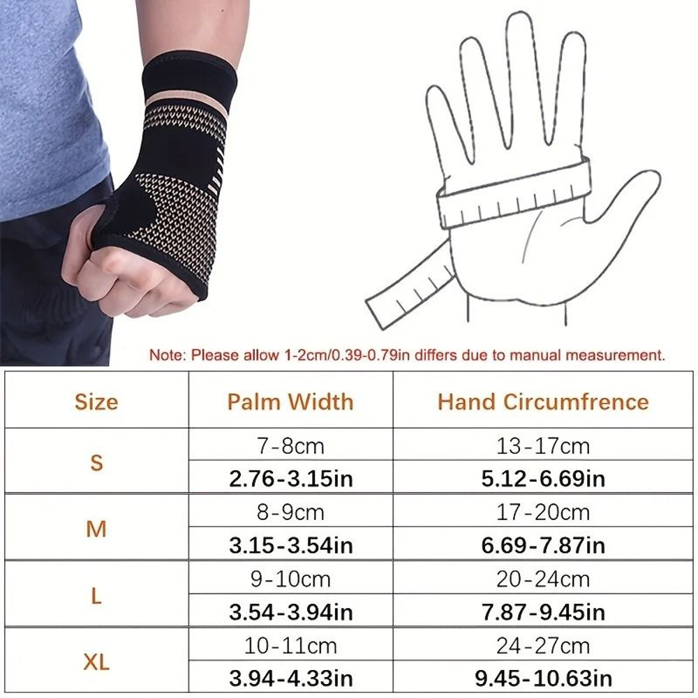 Copper Fiber Elastic Sport Wrist Brace Hand Support Bandage 5