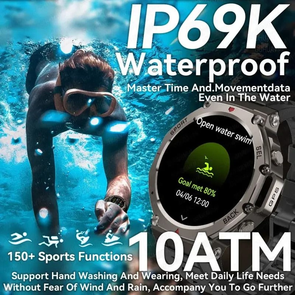 2025 Military Bluetooth Call Smart Watch Builtin GPS Compass Barometric Altimeter 10ATM Waterproof 2