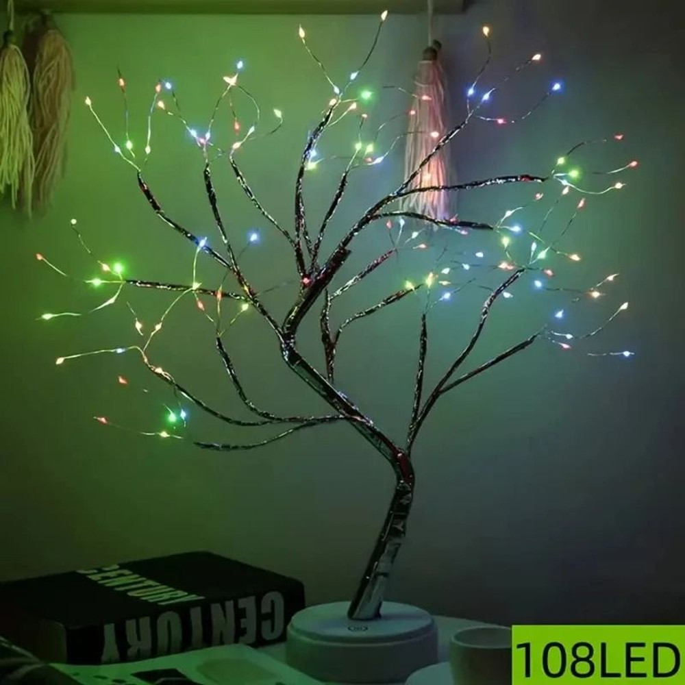 Colorful Bonsai 108 LED Tree Light Battery USB Power Indoor Night Lamp 0