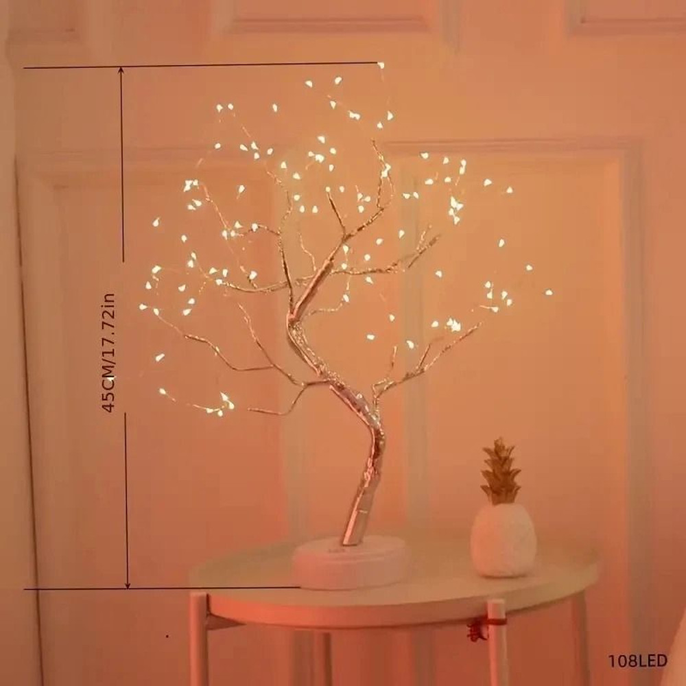 Colorful Bonsai 108 LED Tree Light Battery USB Power Indoor Night Lamp 7