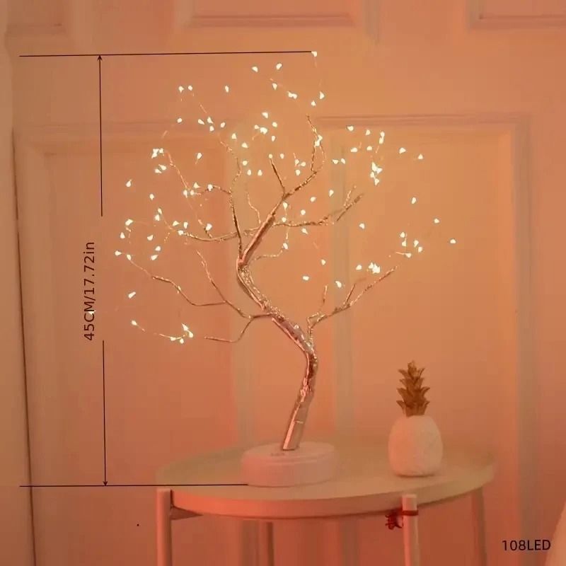 Colorful Bonsai 108 LED Tree Light Battery USB Power Indoor Night Lamp 7