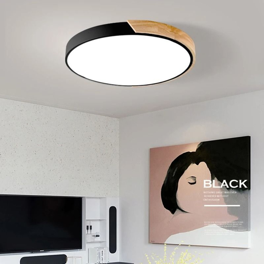 Nordic LED Ceiling Light Wooden Macaroon Circular Ceiling Lamp Modern Simple Indoor Lighting 1