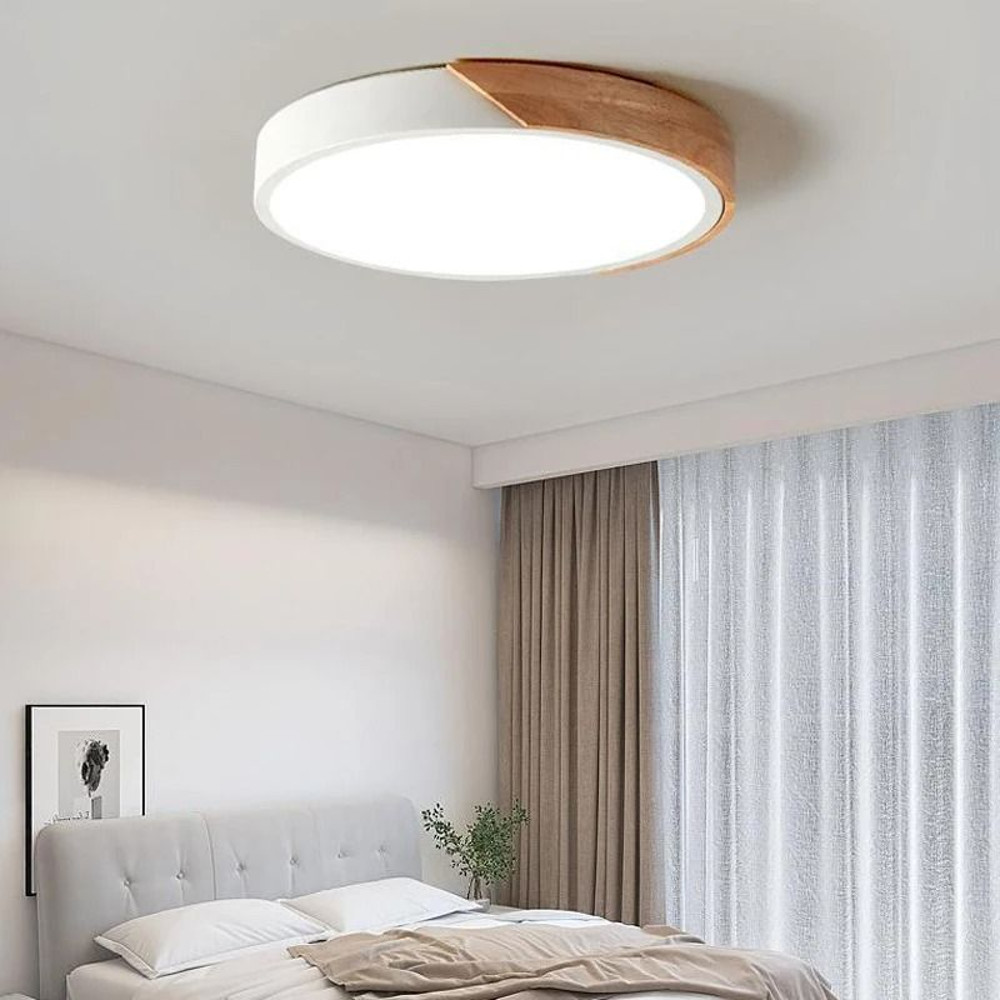 Nordic LED Ceiling Light Wooden Macaroon Circular Ceiling Lamp Modern Simple Indoor Lighting 2