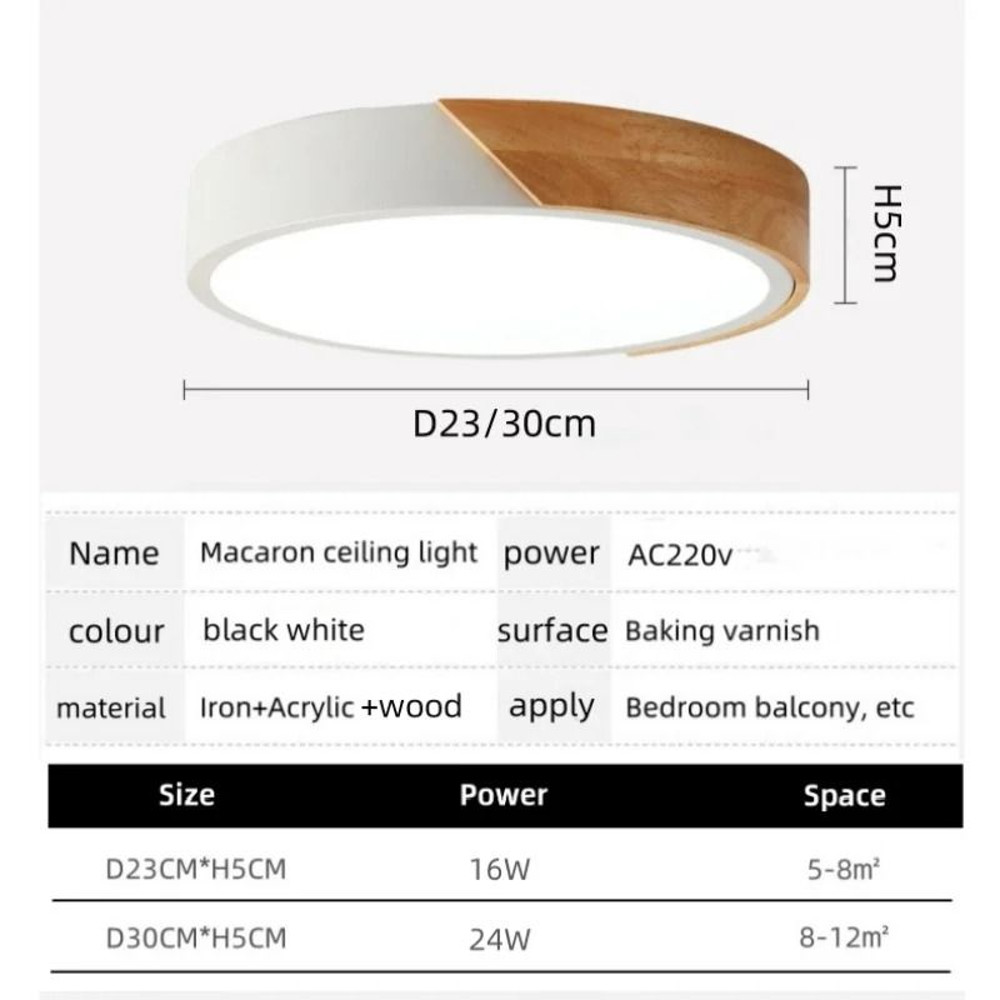 Nordic LED Ceiling Light Wooden Macaroon Circular Ceiling Lamp Modern Simple Indoor Lighting 4