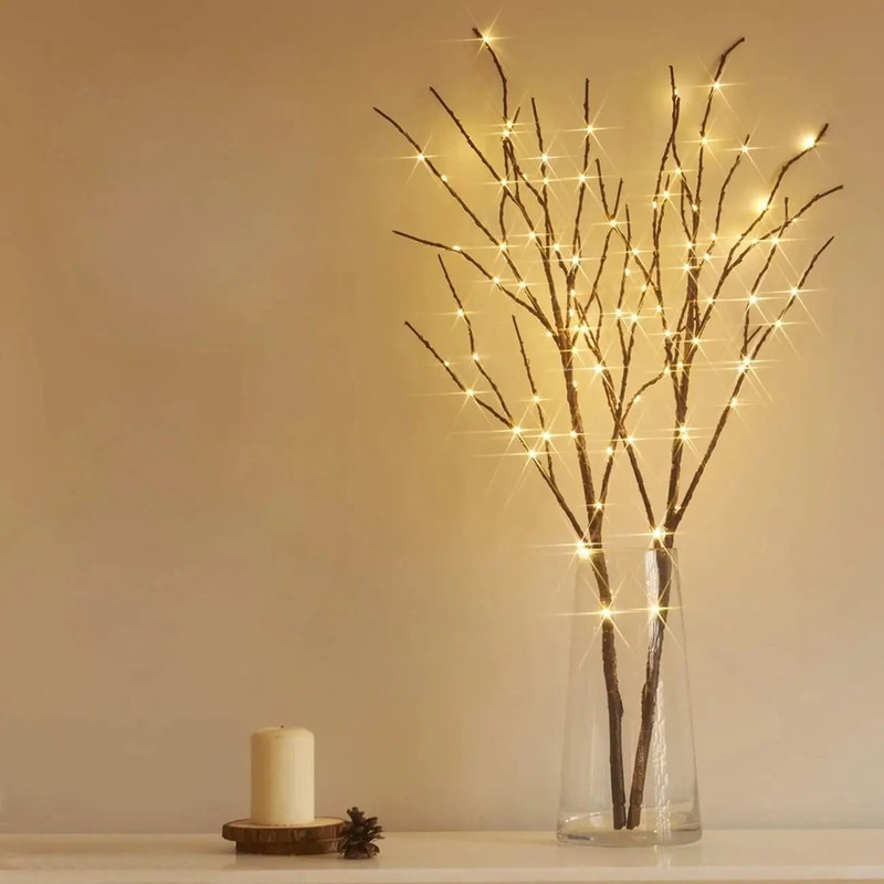 74 Cm 50LED Brown Artificial Branches Lights Battery Powered Indoor Decoration Light 1