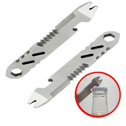 mini stainless steel crowbar multi function allen wrench bottle opener portable outdoor camping edc tool