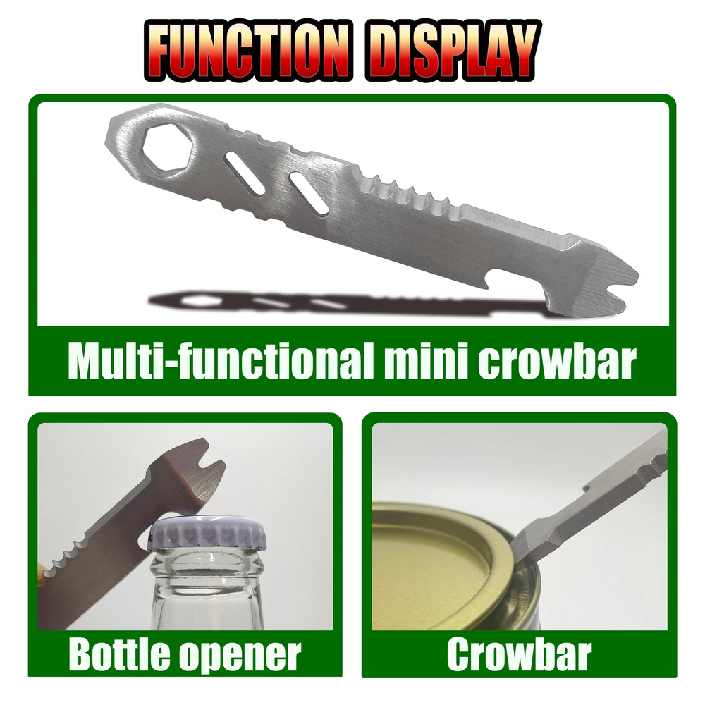 Mini Stainless Steel Crowbar Multi Function Allen Wrench Bottle Opener Portable Outdoor Camping EDC 1