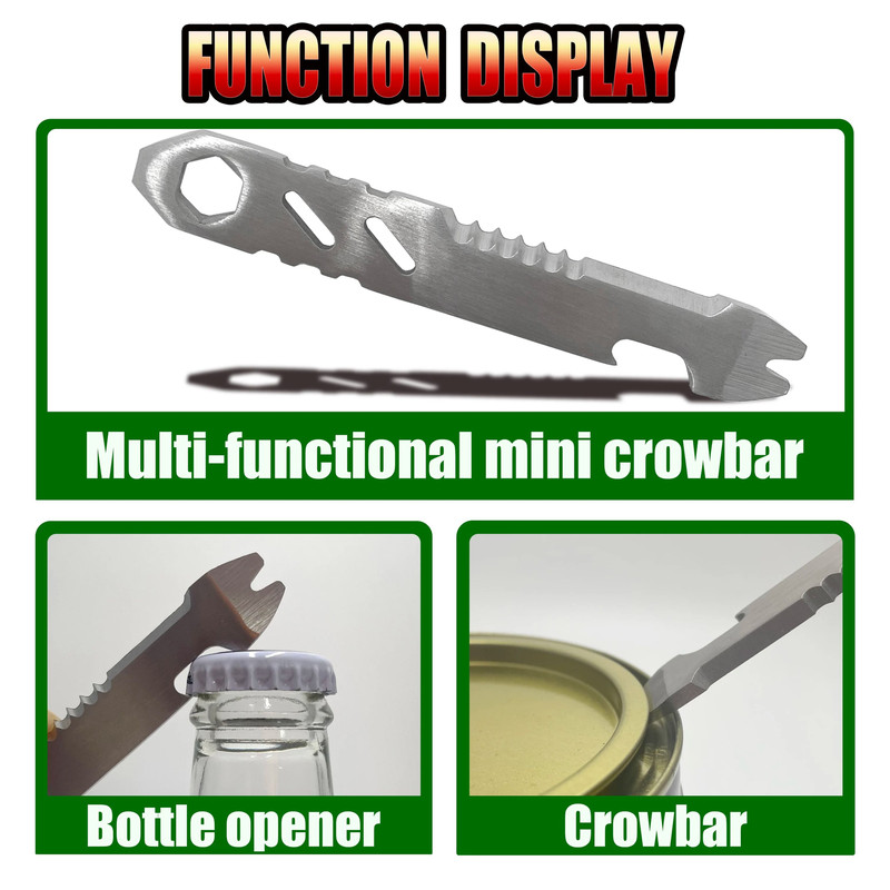 Mini Stainless Steel Crowbar Multi Function Allen Wrench Bottle Opener Portable Outdoor Camping EDC 1
