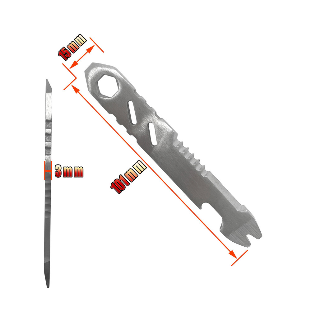 Mini Stainless Steel Crowbar Multi Function Allen Wrench Bottle Opener Portable Outdoor Camping EDC 2