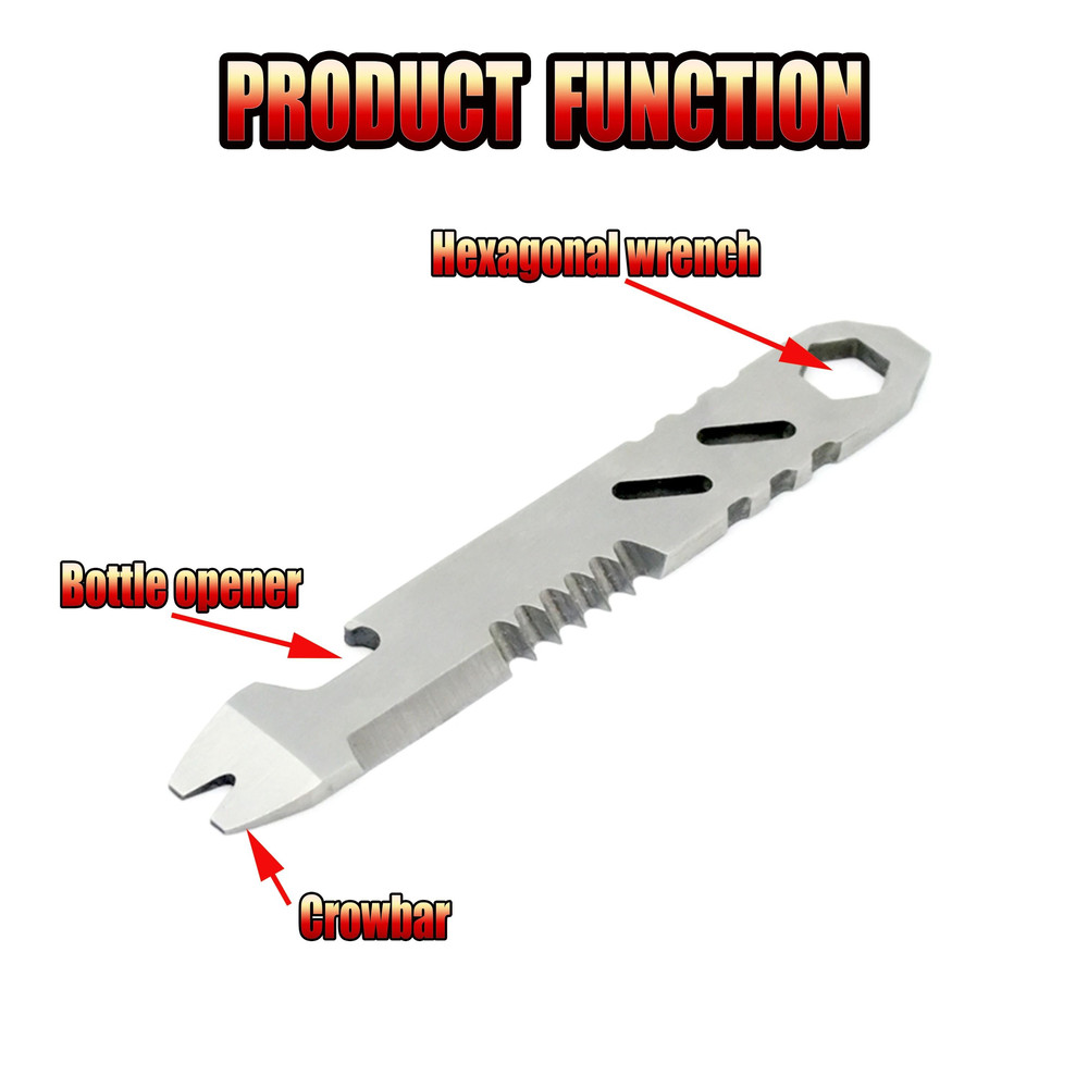 Mini Stainless Steel Crowbar Multi Function Allen Wrench Bottle Opener Portable Outdoor Camping EDC 4
