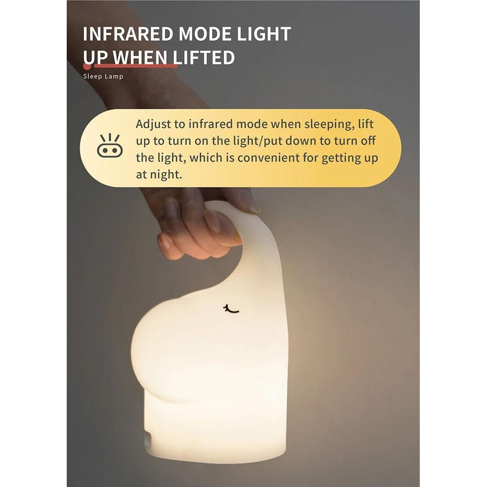 LED Motion Sensor Night Light Hanging Silicone Elephant Night Light With Motion Sensor 4