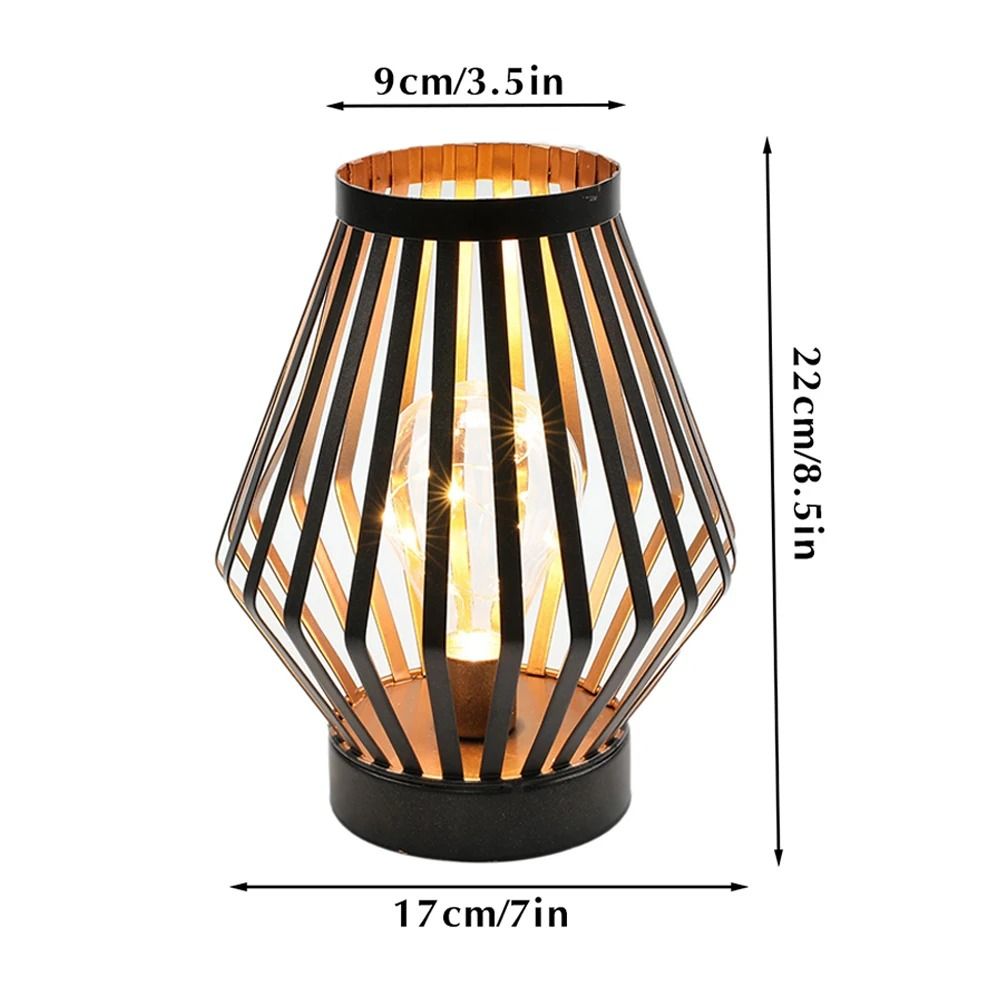 Metal Cage LED Lantern Battery Powered Cordless Table Lamp For Bedroom Wedding Home Decor 6