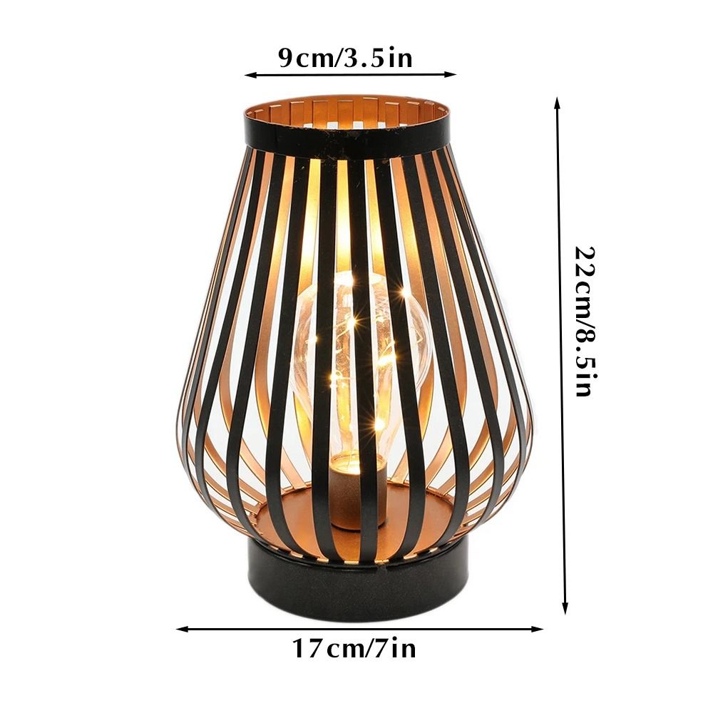 Metal Cage LED Lantern Battery Powered Cordless Table Lamp For Bedroom Wedding Home Decor 7