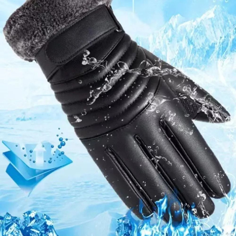 Winter Fur Mouth Plush Insulation Gloves Outdoor Cycling Motorcycle Touch Screen Cotton Gloves 4