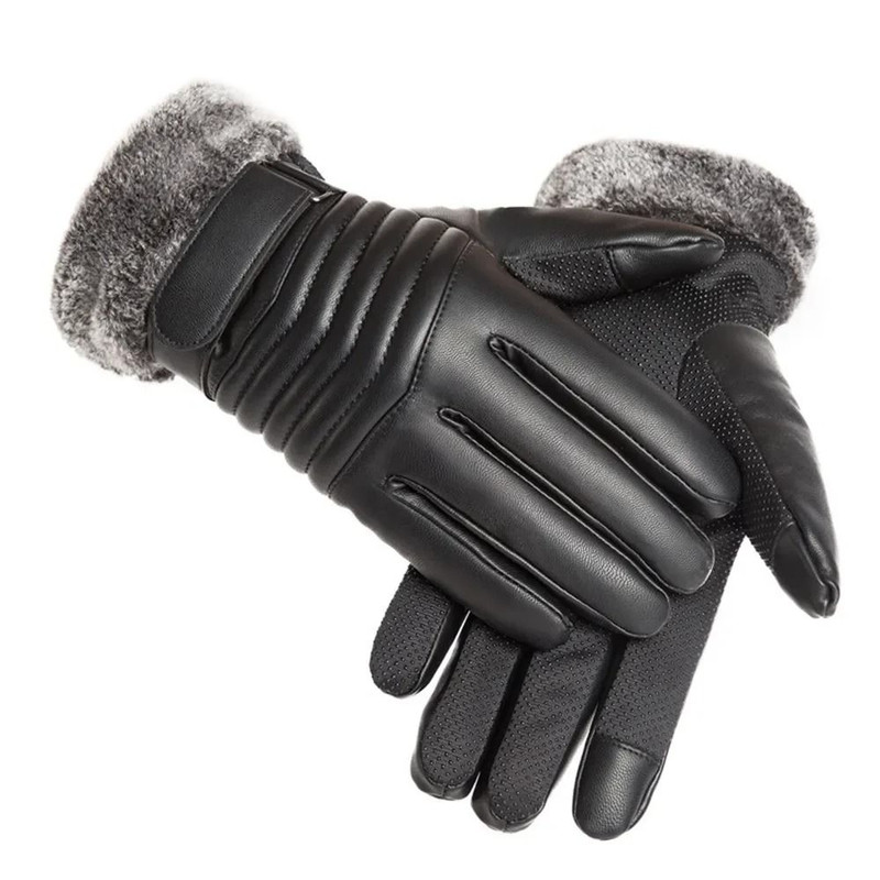 Winter Fur Mouth Plush Insulation Gloves Outdoor Cycling Motorcycle Touch Screen Cotton Gloves 5