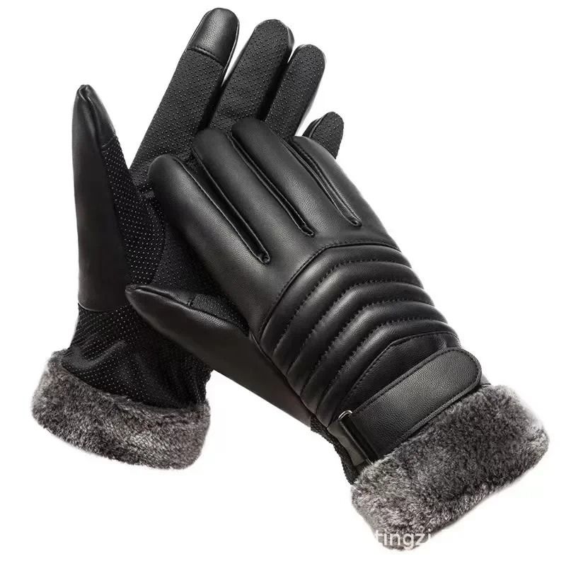 Winter Fur Mouth Plush Insulation Gloves Outdoor Cycling Motorcycle Touch Screen Cotton Gloves 6
