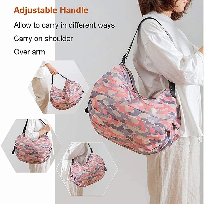 Foldable Storage Bag With Handle Portable Travel Camouflage Handbag Large Capacity 5