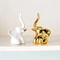 Gold And White Ceramic Elephant Statue Pair Small Decorative Accents For Living Room 0