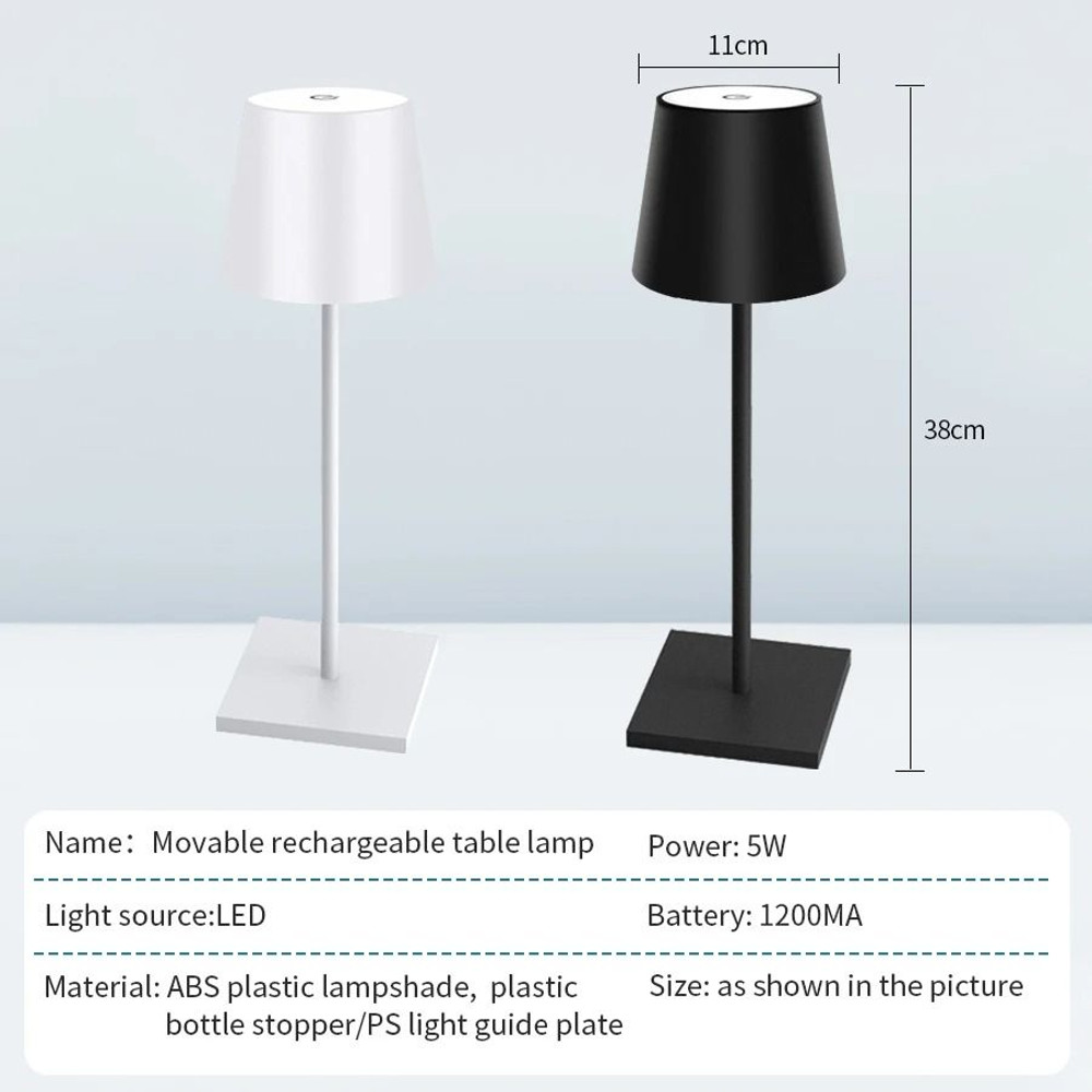 Rechargeable LED Table Lamp Touch Switch Three Levels Dimmable Desk Light 1