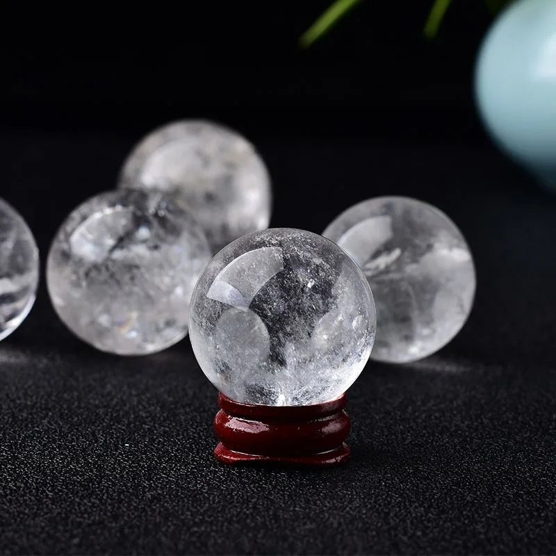 Natural Clear Quartz Crystal Ball With Wooden Stand 2